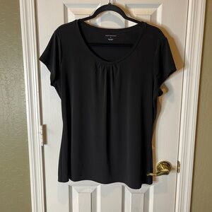 Worthington Black Cap Sleeve Relaxed Blouse